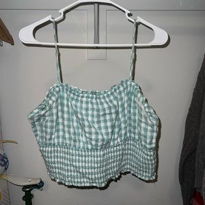 American Eagle light blue & white checkered tank